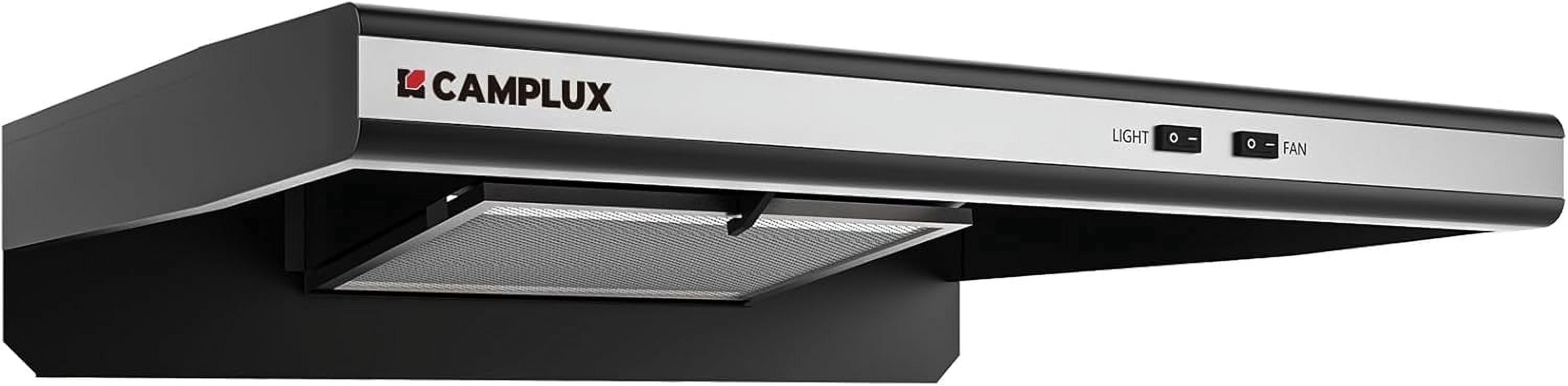 CAMPLUX RV Range Hood 22 Inches, Ductless Range Hood with LED Light and Exhaust Fan 12V DC for RV, Tiny House, Trailer and Yacht,VRH22UWMS