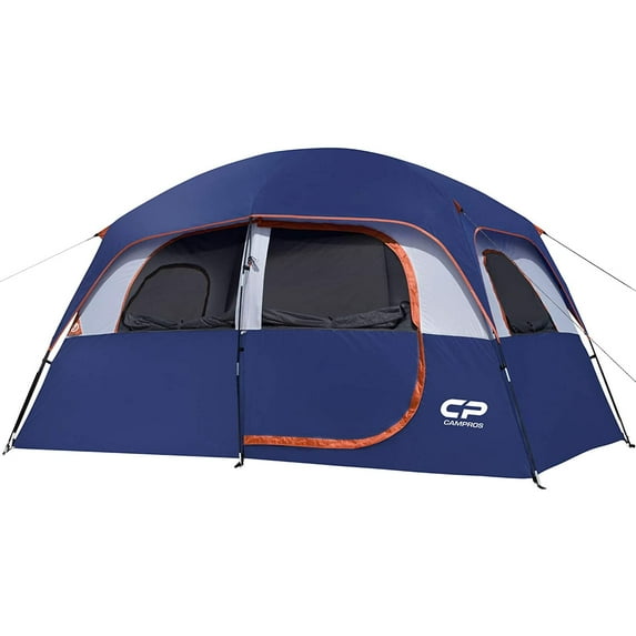 CAMPROS 6 Person Camping Tent, Easy Set up Waterproof Dome Tents Double Layer, Blue