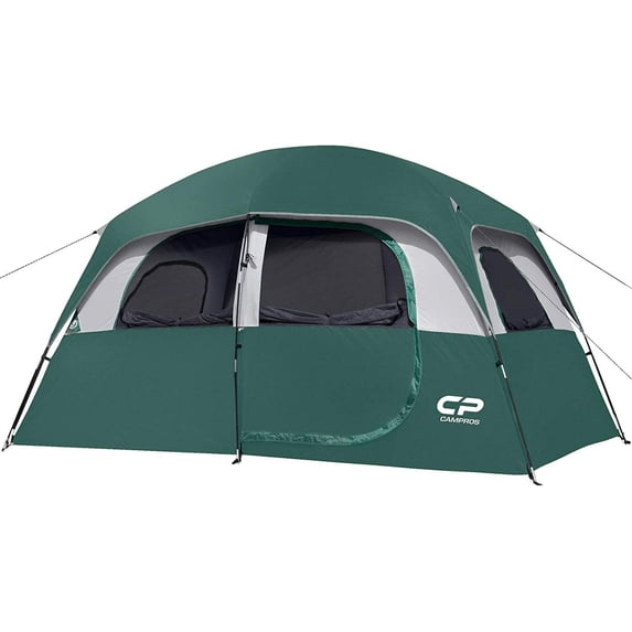 CAMPROS 6 Person Camping Tent Waterproof Windproof Family Tent, Double Layer, Portable with Carry Bag