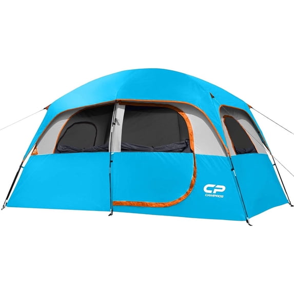 CAMPROS 6 Person Camping Tent Waterproof Windproof Family Tent, Double Layer, Portable with Carry Bag