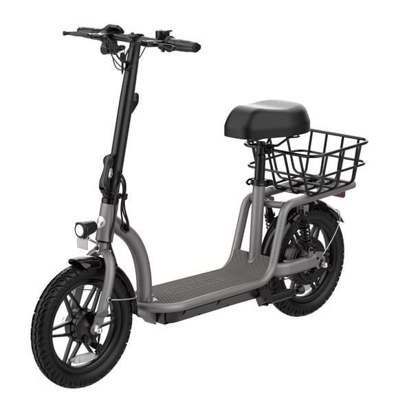 Gotrax Flex Voyager Adults Electric Scooter with Seat, 14" Tire, 15.5mph&17mile, 350W,Foldable Commuter E-Scooter with Carry Basket, Black
