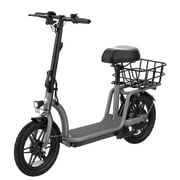 CAMPUS Adults Electric Scooter with Seat, 14"/350W/20Mph Foldable Commuter E-Scooter with Carry Basket Black