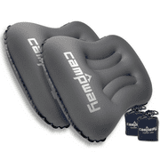 CAMPWAY Inflatable Camping and Travel Pillows with Travel Bag- Water-Resistant-Compressible Air Pillow for Neck and Back Support-Packable Pillow for Camping-Hiking and Backpacking-Pack of 2-Coin Grey