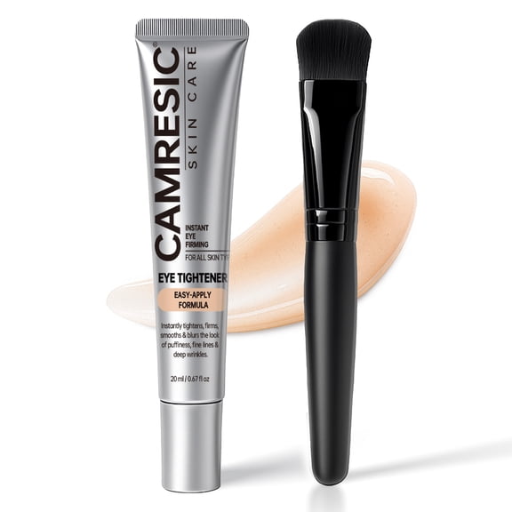 CAMRESIC Eye Firming Cream with Brush Applicator Helps Reduce Dark Circles & Puffiness, Peptides + Argan + Witch Hazel, Eye Care for Women