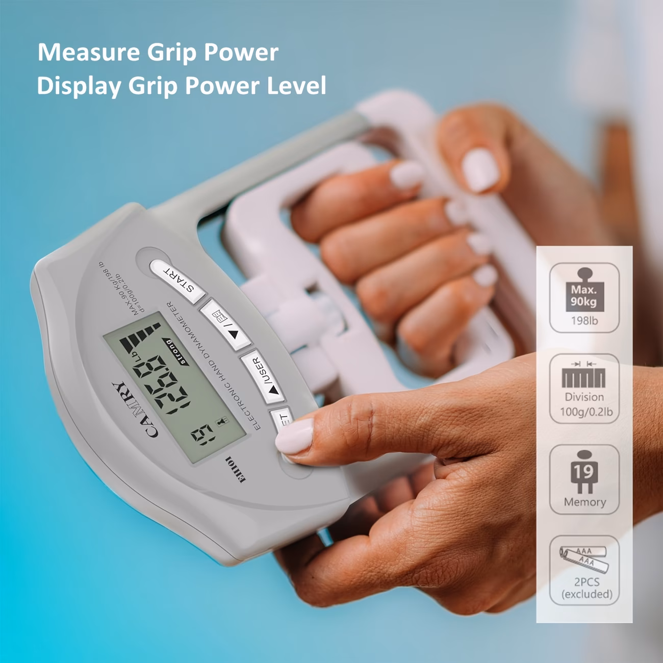 CAMRY Digital Hand Dynamometer Grip Strength Tester Automatic Capture Electronic Portable for Sports Education Home Training