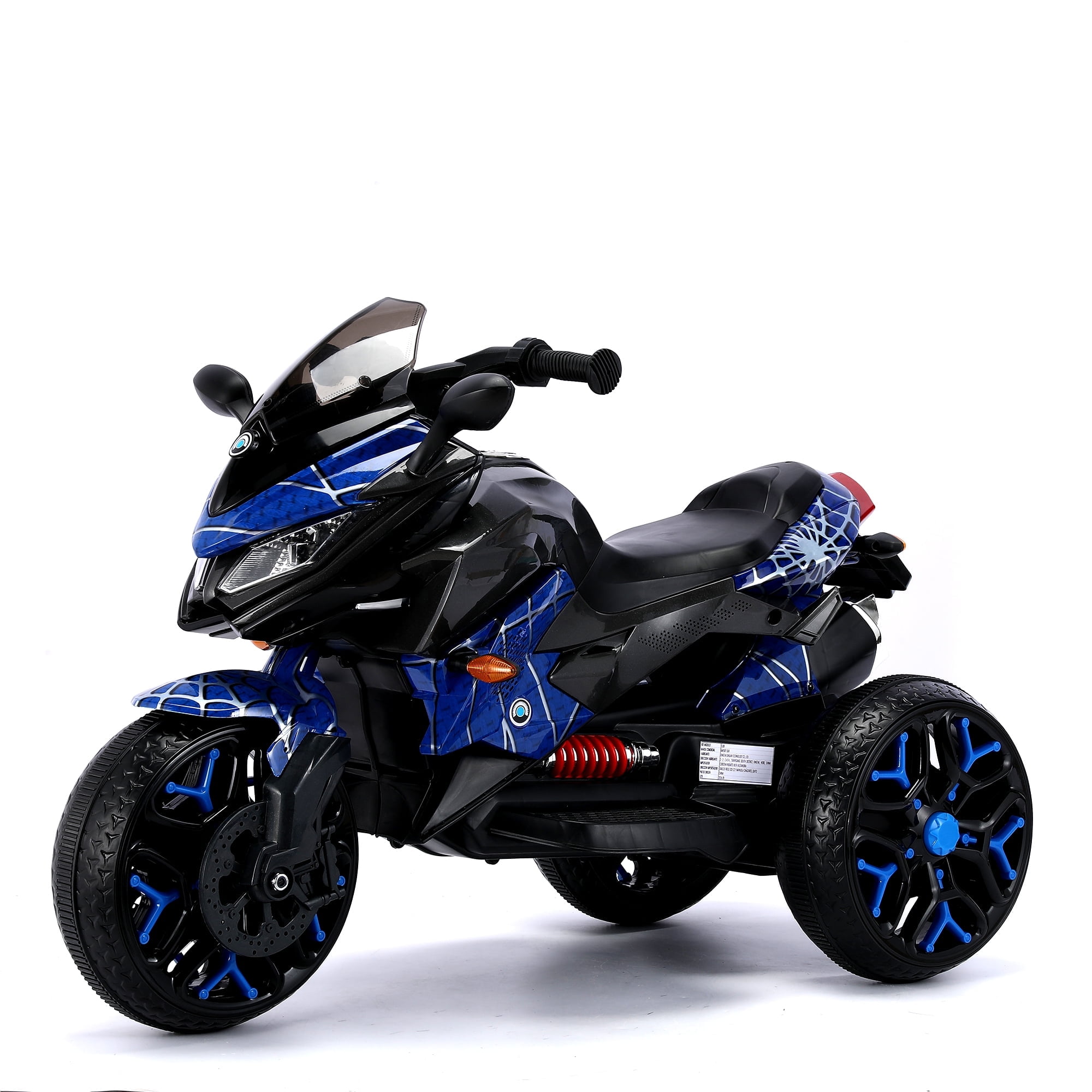 POVANLI  12V 3 Wheels Kids Ride on Motorcycle with Slow Start, Power Display, PU Seat, Training Wheels, Manual Throttle, Lighting Wheels, Bluetooth, USB, MP3 for Children Aged 3-5, Gift (Blue)