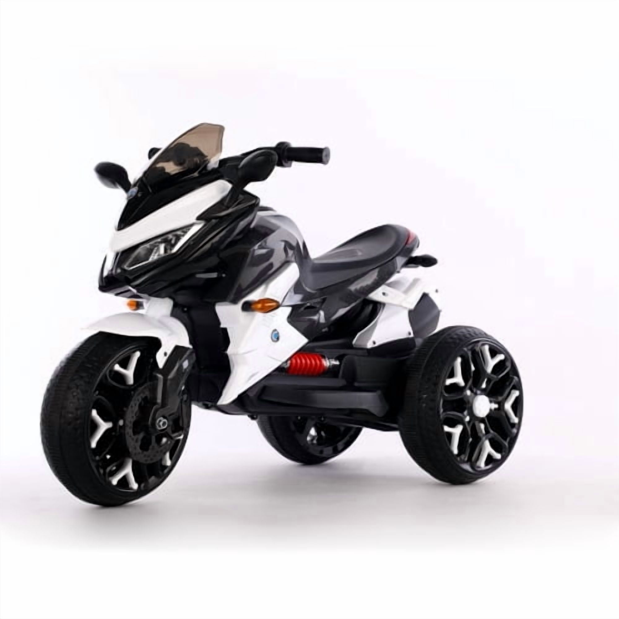 POVANLI  12V 3 Wheels Kids Ride on Motorcycle with Slow Start, Power Display, PU Seat, Training Wheels, Manual Throttle, Lighting Wheels, Bluetooth, USB, MP3 for Children Aged 3-5, Gift (White)