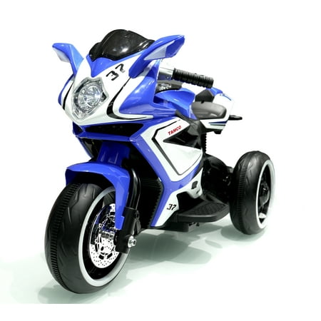 POVANLI 12V Kids Electric Motorcycle, Battery Power Ride on Motorcycle Toy with Slow Start, Power Display, Lighting Wheels, Bluetooth, USB, MP3, Early Education for Children Aged 3-4, Gift (Blue)