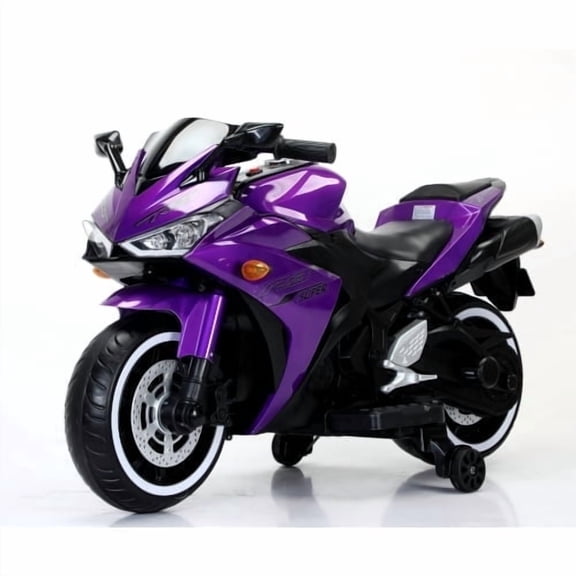 POVANLI 12V Kids Ride on Electric Toy Motorcycle with Slow Start, Power Display, Manual Throttle, Light Dashboard, Lighting Wheels, Training Wheels, Bluetooth, USB, MP3 for 3-6 Children Gift (Purple)