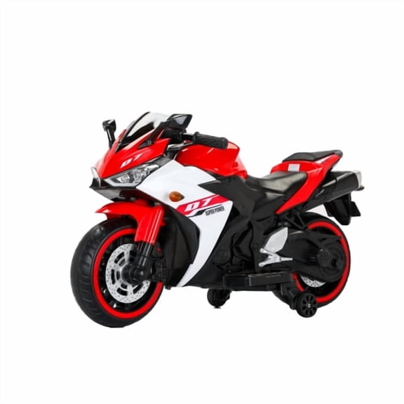 POVANLI 12V Kids Electric Motorcycle with Slow Start, Power Display, Manual Throttle, Light Dashboard, Lighting Wheels, Training Wheels, Bluetooth, USB, MP3 for 3-6 Yr Children, Gift (Red)