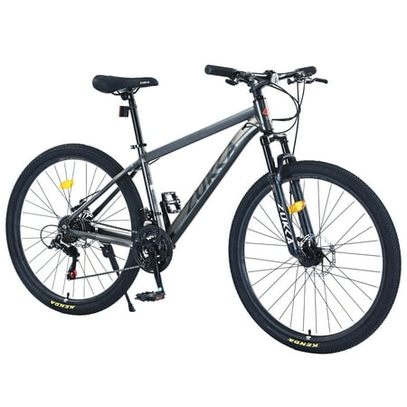 POVANLI 27.5 Inch Mountain Bike Adult Full Shimano 21 Speed Mountain Bike, Dual Disc Brake, Aluminum Frame Disc Brake, Front Suspension, Mountain biking for both men and women, Grey (Gift)
