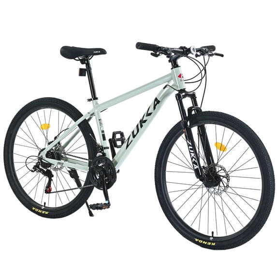 POVANLI 27.5 Inch Mountain Bike Adult Full Shimano 21 Speed Mountain Bike, Dual Disc Brake, Aluminum Frame Disc Brake, Front Suspension, Mountain biking for both men and women, Green (Gift)