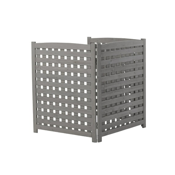 CAMSCH 3-Panel Outdoor Wood Privacy Fence, 3-Section Privacy Screens, Air Conditioner Fence Panels Trash Can Fence Pool Equipment Enclosure for Garden, Patio, Landscaping, 32" W x 38" H, Gray