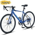 thumbnail image 1 of POVANLI  700C Road Bike, 7 Speed Road Bike, Aluminum Alloy Frame, Double Disc Brakes for Men Women, Blue (Gift), 1 of 7