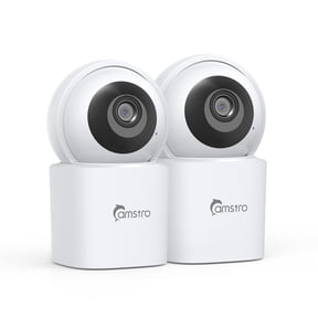 CAMSTRO 2 Pack 3K WiFi Indoor Security Camera, 360° Pan Tilt Baby Pet Camera with Night Vision Two-Way Audio Works with Alexa