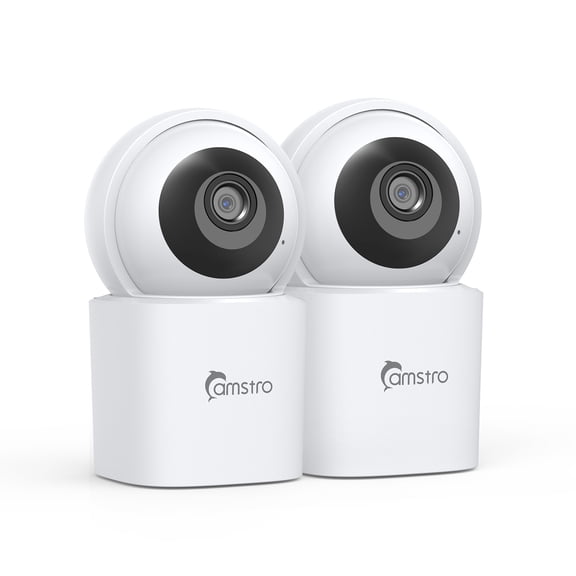 CAMSTRO 2 Pack 3K WiFi Indoor Security Camera, 360° Pan Tilt Baby Pet Camera with Night Vision Two-Way Audio Works with Alexa