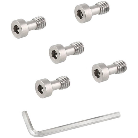 CAMVATE 1/4"-20 Male Thread Captive Screw with Hexagon Head for Grooved Baseplate, Silver, 5-Pack