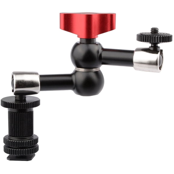 CAMVATE 1/4" Hot Shoe Mount 7" Articulating Magic Arm for Camera LED Light Monitor, Red Knob