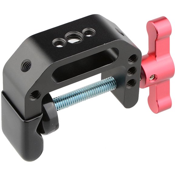 CAMVATE C-Clamp with 1/4"-20 and 3/8"-16 Thread, Red T-Handle