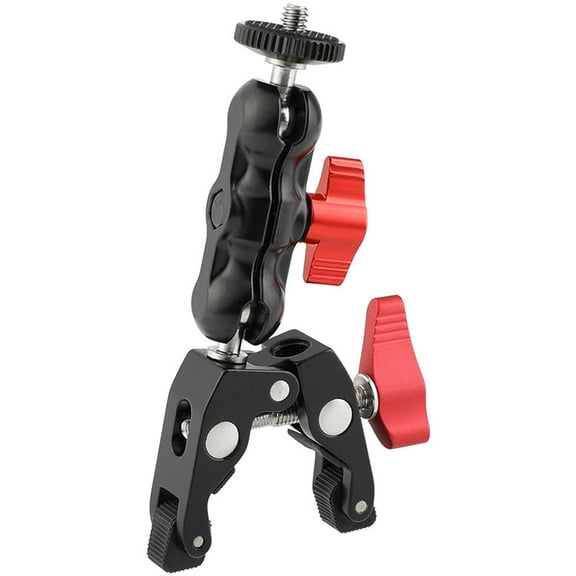 CAMVATE Versatile Super Clamp & Mini Ball Head 1/4"-20 Screw Adapter, Red Knob