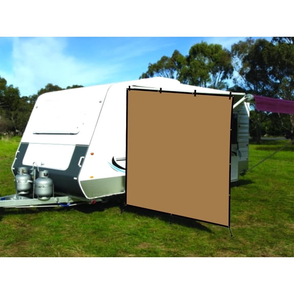 CAMWINGS RV Awning Privacy Screen Shade Panel Kit Side Sunblock Shade Drop 8 x 8ft, Coffee