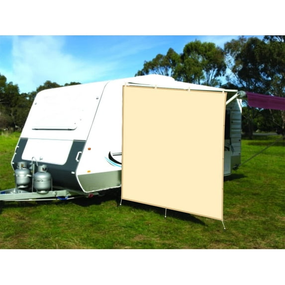 CAMWINGS RV Awning Privacy Screen Shade Panel Kit Side Sunblock Shade Drop 8 x 8ft, Wheat