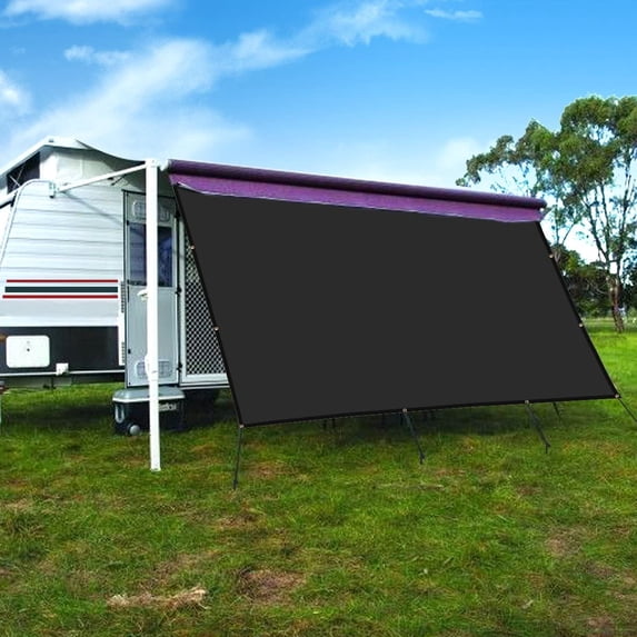 CAMWINGS RV Awning Privacy Screen Shade Panel Kit Sunblock Shade Drop 10 x 12ft, Black