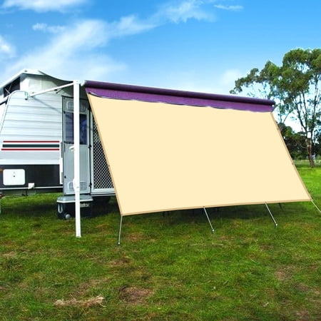 CAMWINGS RV Awning Privacy Screen Shade Panel Kit Sunblock Shade Drop 8 x 16ft, Wheat