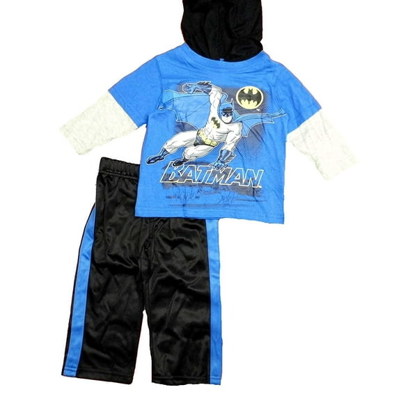 CAN DC Comics Baby Baby Boys' Batman 2 Piece Hooded Top and Pant, Blue, 18 Months