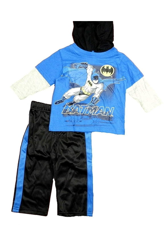 CAN DC Comics Baby Baby Boys' Batman 2 Piece Hooded Top and Pant, Blue, 18 Months