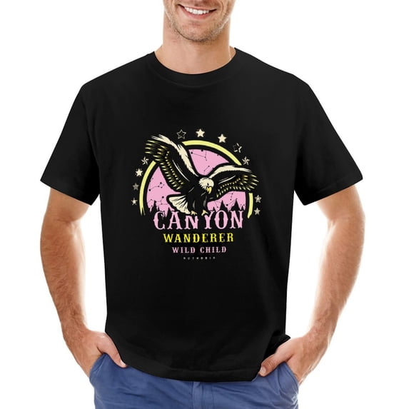 CAN YOU WANDERER Men’s Graphic T-shirt Vintage Short Sleeve Sport Tee Black XS