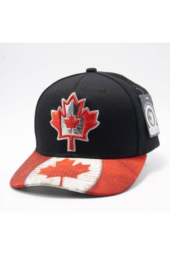 CANADA MAPLE LEAF FLAG SNAPBACK HAT Black