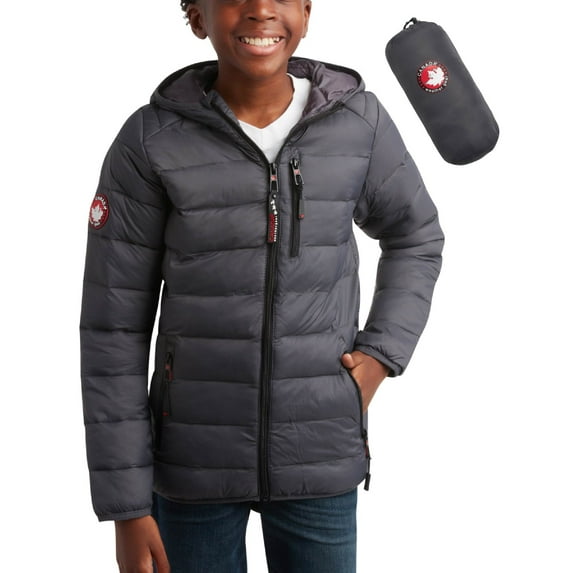 CANADA WEATHER GEAR Boys' Puffer Jacket - Lightweight Nylon Packable Winter Coat for Boys (8-20)