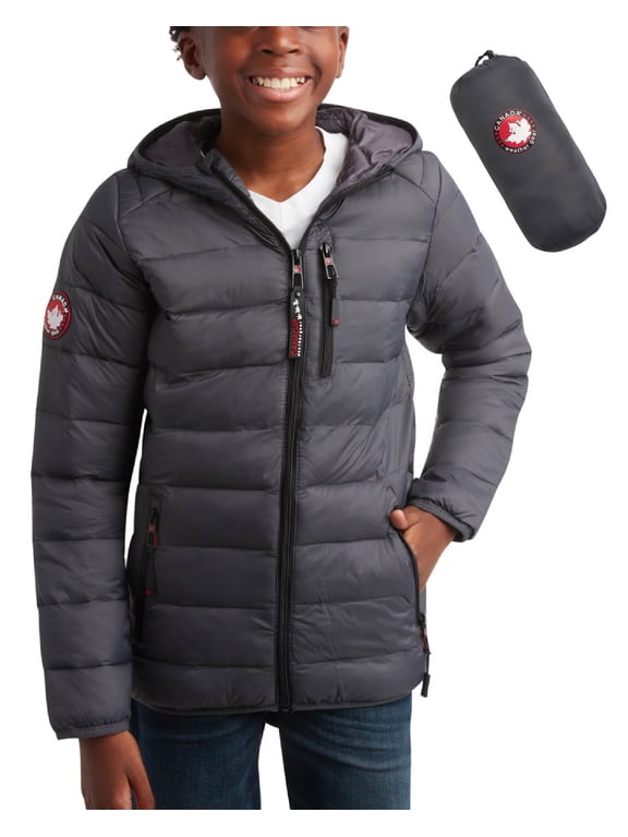 Boys' Puffer Jacket - Lightweight Nylon Packable Winter Coat for Boys (8-20)