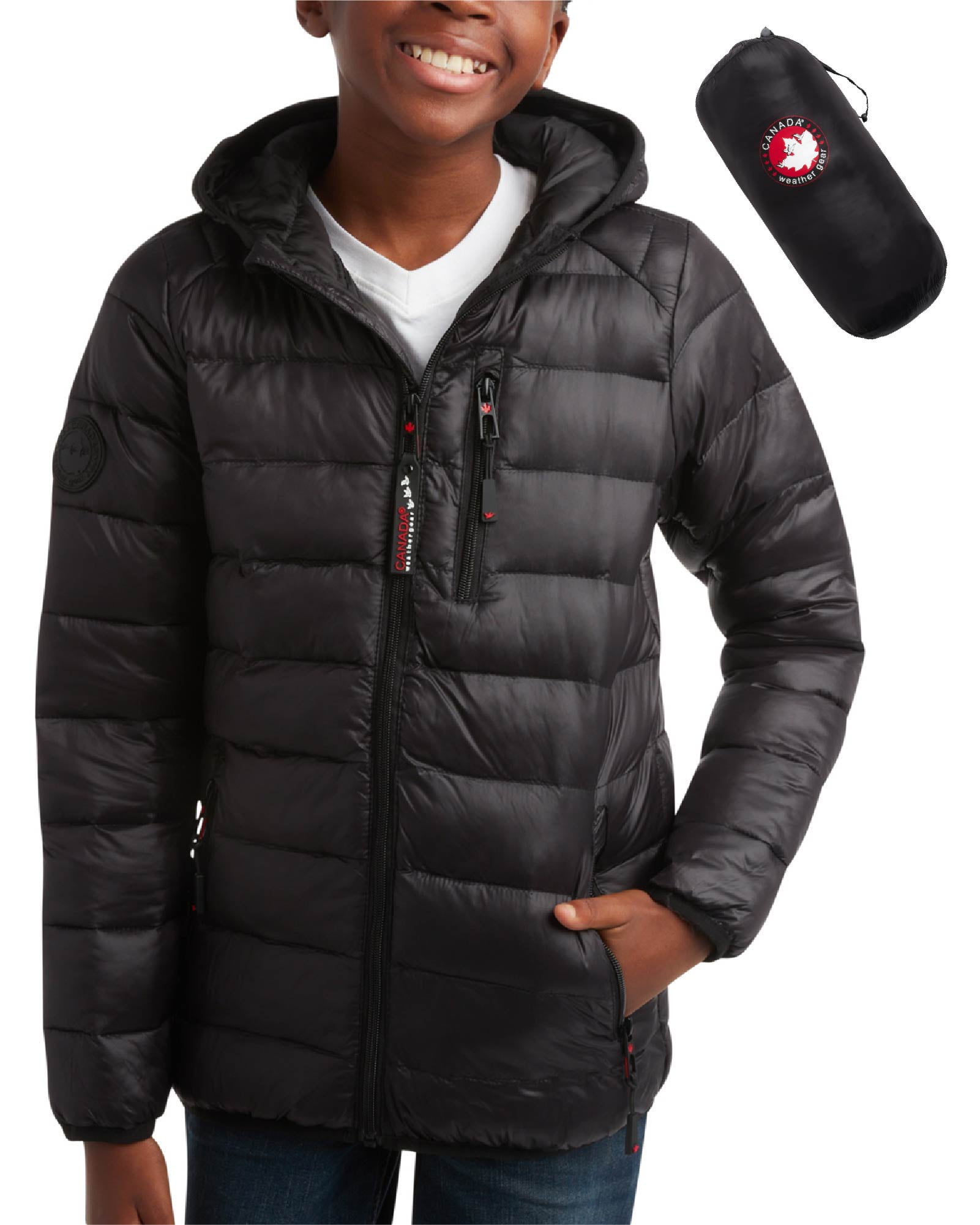 CANADA WEATHER GEAR Boys' Puffer Jacket - Lightweight Nylon Packable Winter Coat for Boys (8-20)