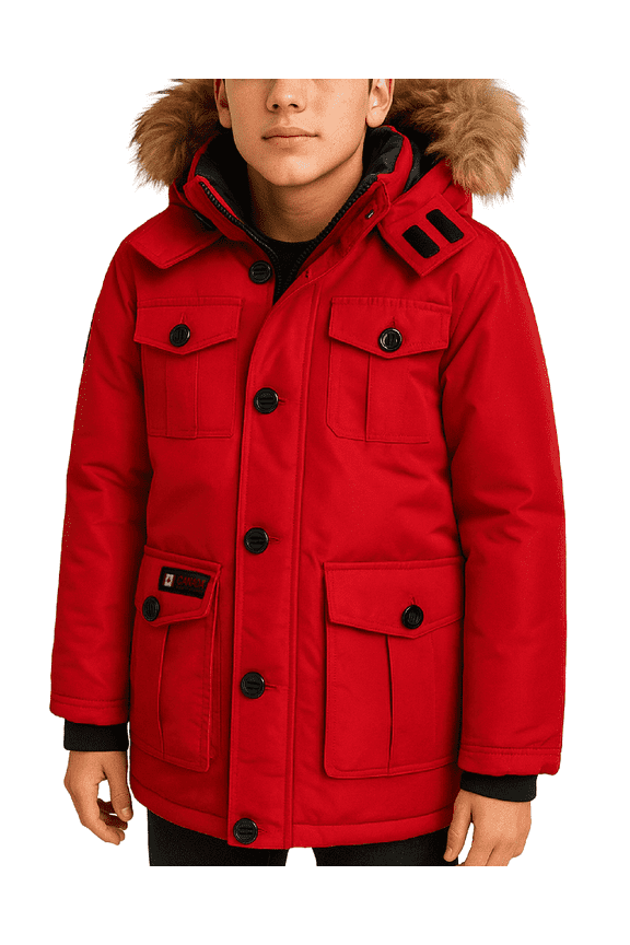 Boys' Winter Jacket - Heavyweight Teflon Canvas Parka Coat (Size: 8-20)