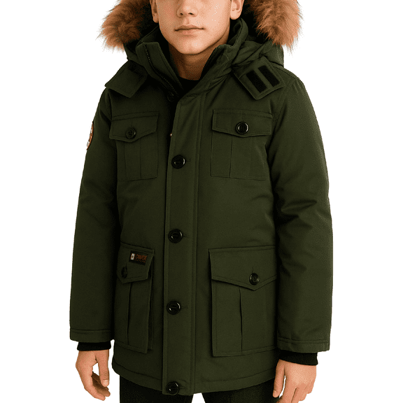 CANADA WEATHER GEAR Boys' Winter Jacket - Heavyweight Teflon Canvas Parka Coat (Size: 8-20)