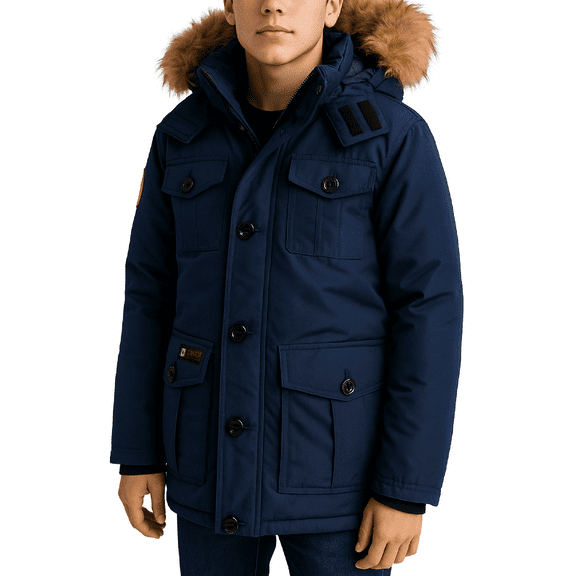 CANADA WEATHER GEAR Boys' Winter Jacket - Heavyweight Teflon Canvas Parka Coat (Size: 8-20)
