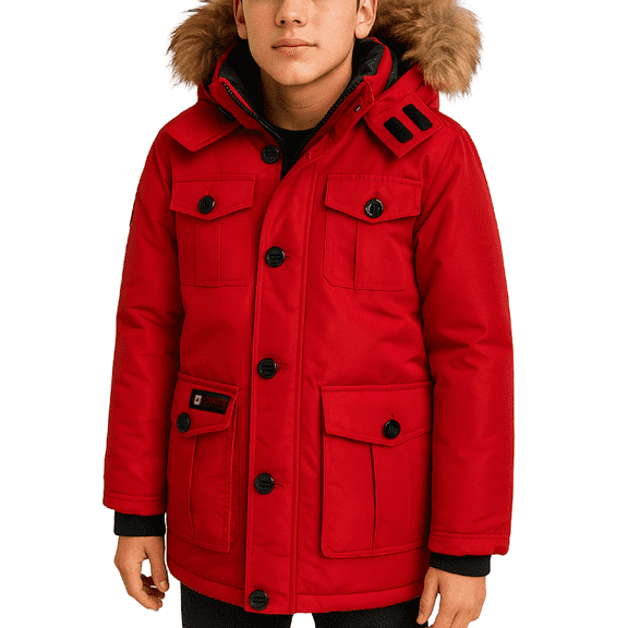 CANADA WEATHER GEAR Boys' Winter Jacket - Heavyweight Teflon Canvas Parka Coat (Size: 8-20)