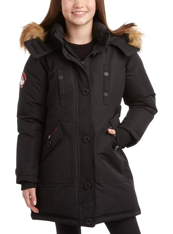 CANADA WEATHER GEAR Girls’ Winter Jacket – Stadium Expedition Parka Coat, Faux Fur Trim Hood