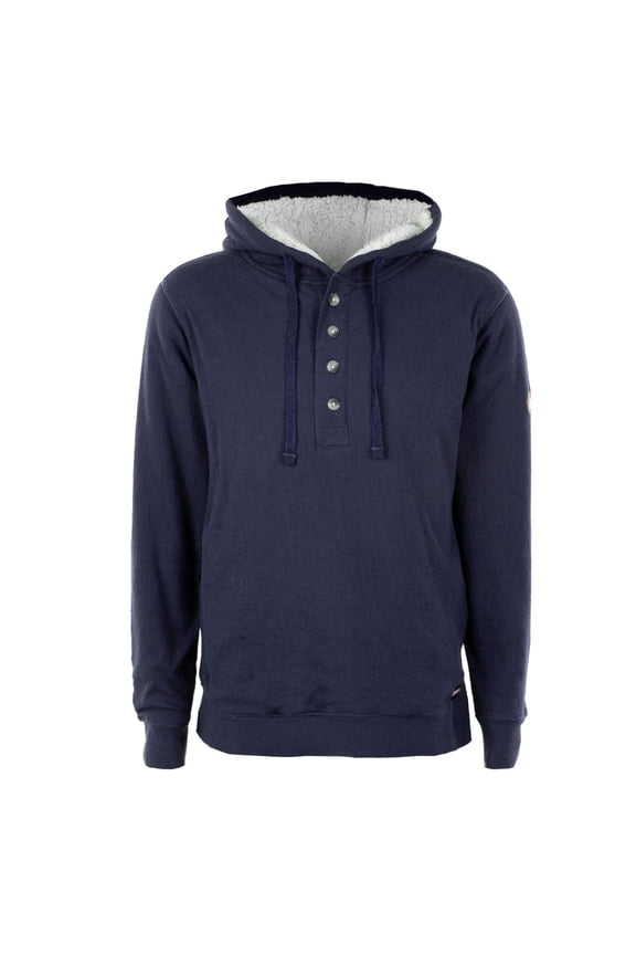 MENS THERMAL HOODIE WITH SHERPA LINING - SIZE: MEN L - NAVY