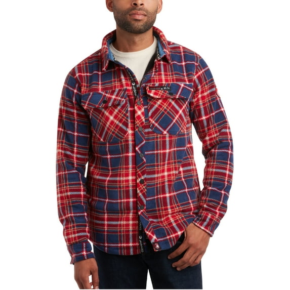 CANADA WEATHER GEAR Men's Plaid Shirt - Polar Fleece Long Sleeve Button Down Shirt for Men (M-XXL)