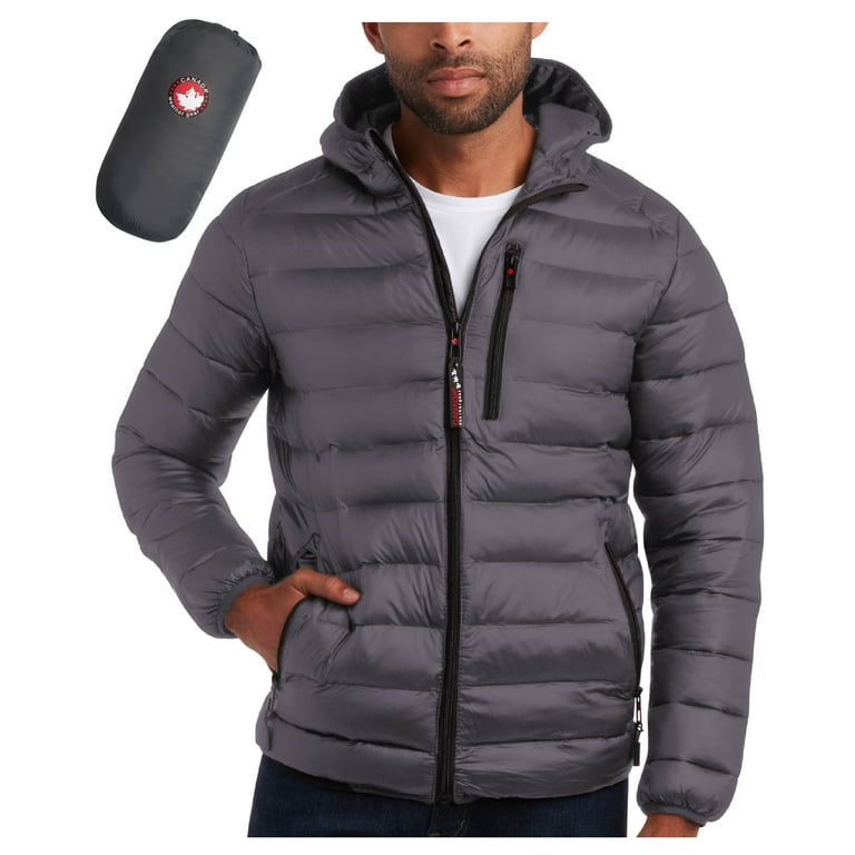 CANADA WEATHER GEAR Men s Puffer Jacket Lightweight Nylon Packable Winter Coat for Men M XXL Walmart