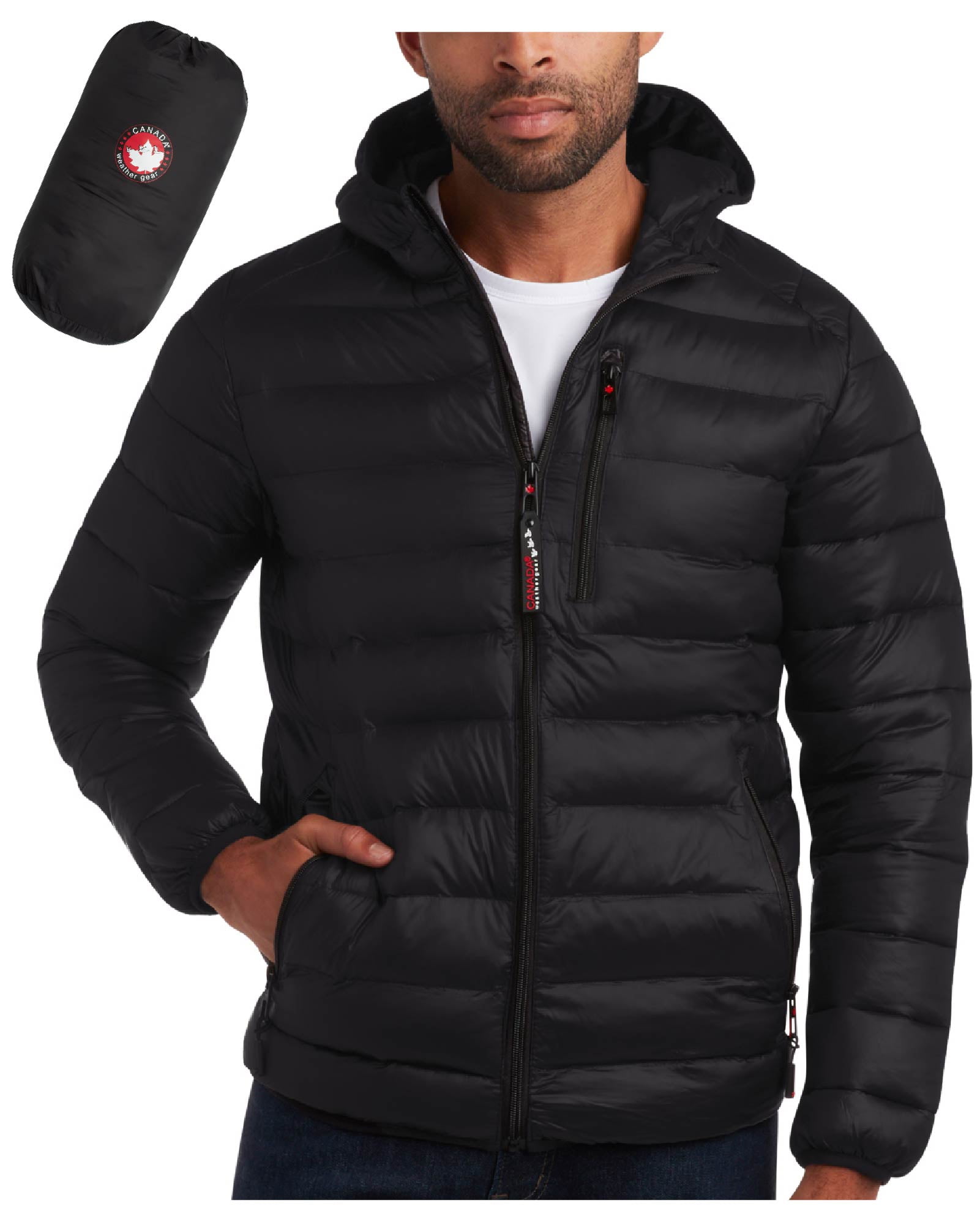 CANADA WEATHER GEAR Men s Puffer Jacket Lightweight Nylon Packable Winter Coat for Men M XXL