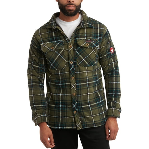 CANADA WEATHER GEAR Men's Sweatshirt - Plaid Sherpa Lined Fleece Long Sleeve Shirt for Men (M-XXL)