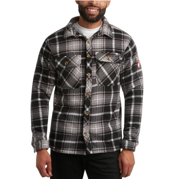 CANADA WEATHER GEAR Men's Sweatshirt - Plaid Sherpa Lined Fleece Long Sleeve Shirt for Men (M-XXL)