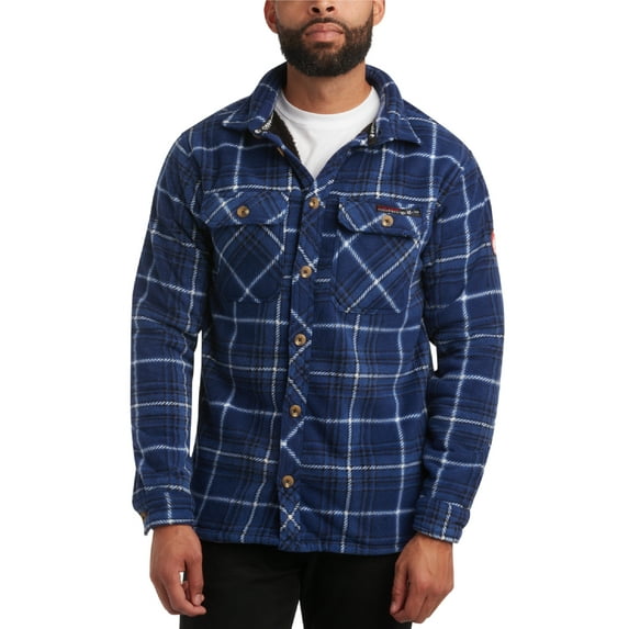 CANADA WEATHER GEAR Men's Sweatshirt - Plaid Sherpa Lined Fleece Long Sleeve Shirt for Men (M-XXL)
