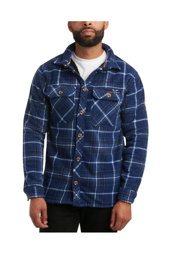 Men's Sweatshirt - Plaid Sherpa Lined Fleece Long Sleeve Shirt for Men (M-XXL)