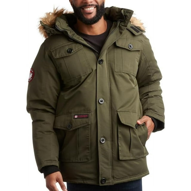 CANADA WEATHER GEAR Men's Winter Coat - Heavyweight Teflon Canvas Parka Jacket (M-XXL)