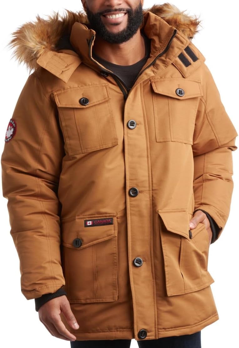 CANADA WEATHER GEAR Men's Winter Coat Heavyweight Teflon Canvas